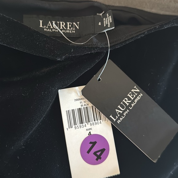 LAUREN RALPH LAUREN Black Velvet Midi Skirt Sz 4 NWT - Picture 3 of 4